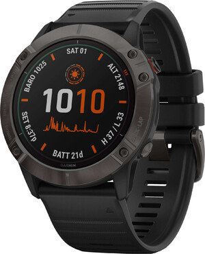 Смарт-часы Garmin fenix 6X Pro Solar Titanium Carbon Grey DLC with Black Band (010-02157-21)