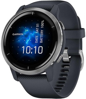 Смарт-часы Garmin Venu 2 Silver Bezel with Granite Blue Case and Silicone Band (010-02430-10)