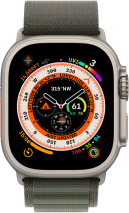 Смарт-часы Apple Watch Ultra GPS + Cellular 49mm Titanium Case with Green Alpine Loop L (MQFP3UL/A)