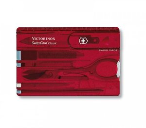 Ніж Victorinox Swisscard 82х54х4мм/10функ/черв.прозор